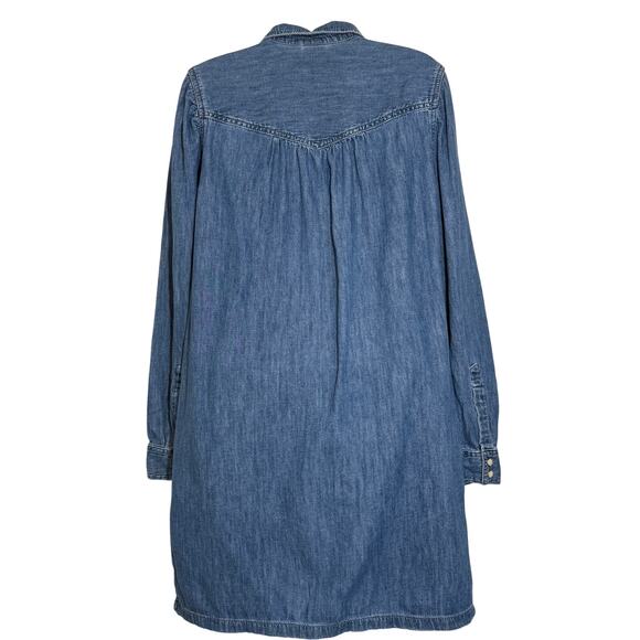 GAP Cotton Chambray Dress M Western Snap Cottagecore Cowgirl Style - Picture 4 of 10